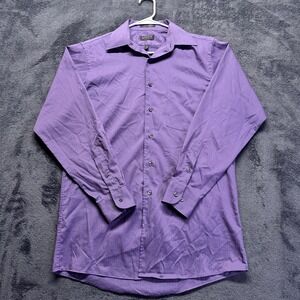 Vintage Arrow Satin Twill Striped Dress Shirt Men's Small 14.5 32/33 Purple
